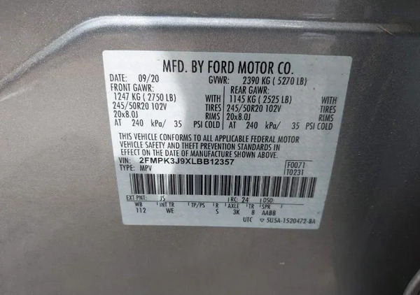 Ford EDGE cena 55000 przebieg: 101640, rok produkcji 2020 z Różan małe 106